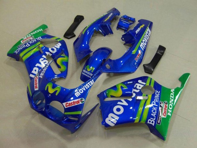 1988-1989 Honda CBR250RR MC19 Motorcycle Fairings - Blue Green White MoviStar Red Castrol UK