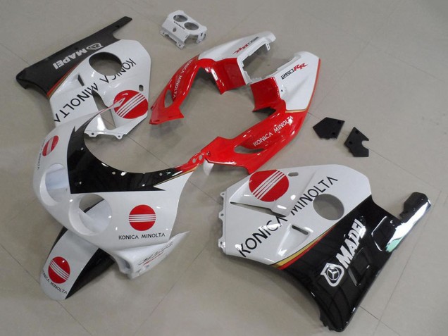 1990-1998 Honda CBR250RR MC22 Motorcycle Fairings - White Red Glossy Black Konica Minolta UK