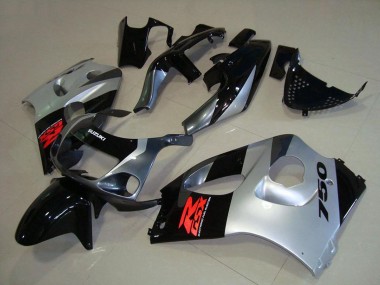 Best 1996-2000 Suzuki GSXR 750 Motorcycle Fairings - Glossy Black Silver UK