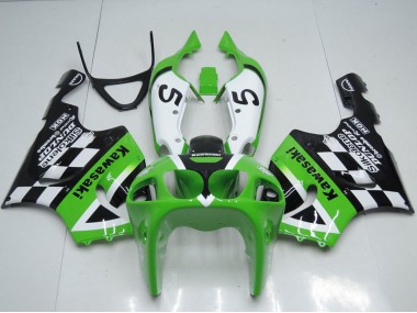 Best 1996-2003 Kawasaki ZX7R Motorcycle Fairings - Green White Black 5 UK
