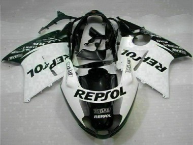 Best 1996-2007 Honda CBR1100XX Blackbird Motorcycle Fairings - White Glossy Black Repsol UK