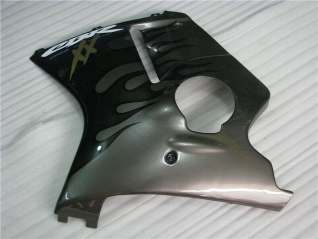 1996-2007 Honda CBR1100XX Blackbird Motorcycle Fairings - Glossy Black Silver Flame UK