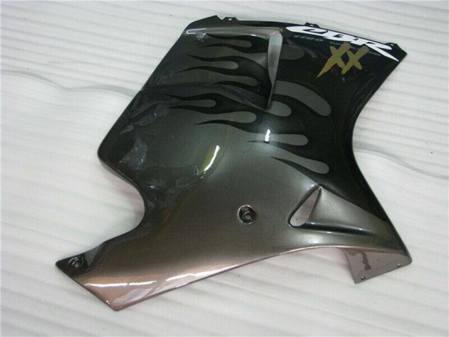1996-2007 Honda CBR1100XX Blackbird Motorcycle Fairings - Glossy Black Silver Flame UK
