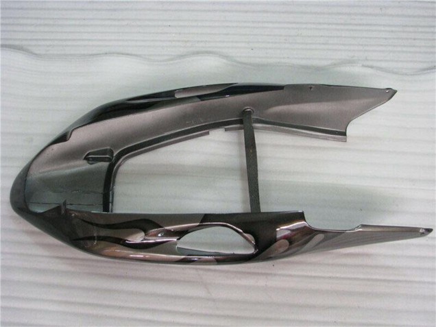 1996-2007 Honda CBR1100XX Blackbird Motorcycle Fairings - Glossy Black Silver Flame UK