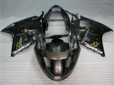 Best 1996-2007 Honda CBR1100XX Blackbird Motorcycle Fairings - Glossy Black Silver Flame UK