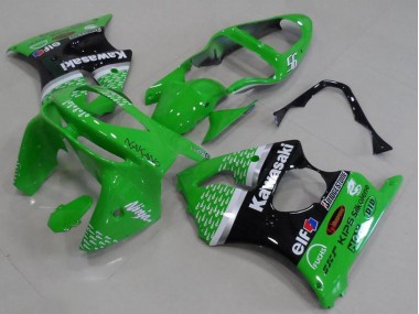 Best 1998-1999 Kawasaki ZX6R Motorcycle Fairings - Green White Silver Glossy Black UK