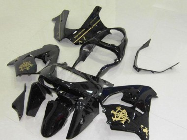 Best 1998-1999 Kawasaki ZX9R Motorcycle Fairings - Glossy Black Gold Jw UK