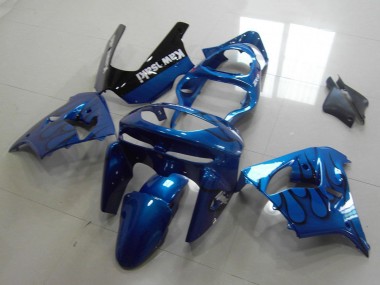 Best 1998-1999 Kawasaki ZX9R Motorcycle Fairings - Blue Black Flame UK