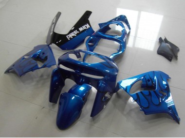Best 1998-1999 Kawasaki ZX9R Motorcycle Fairings - Blue Black Flame UK