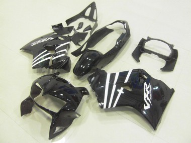Best 1998-2001 Honda VFR 800 Motorcycle Fairings - Glossy Black White Stripe UK