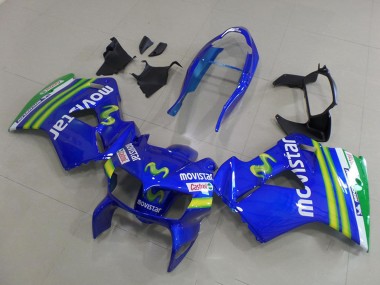 Best 1998-2001 Honda VFR 800 Motorcycle Fairings - Blue Green White MoviStar UK
