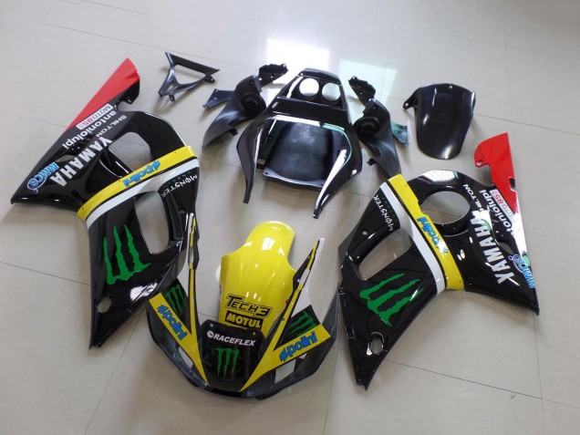 1998-2002 Yamaha YZF R6 Motorcycle Fairings - Glossy Black Yellow Red Green Motul Monster UK