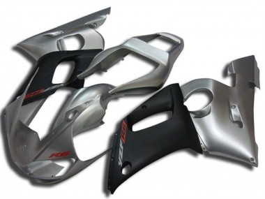 Best 1998-2002 Yamaha YZF R6 Motorcycle Fairings - Silver Matte Black Red Decal UK