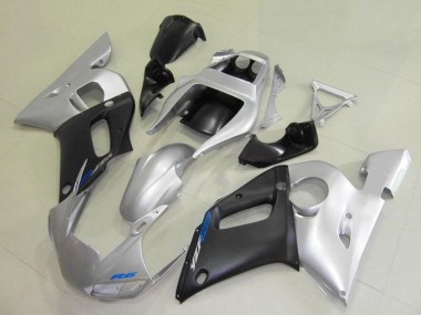 Best 1998-2002 Yamaha YZF R6 Motorcycle Fairings - Silver Matte Black Blue Decal UK
