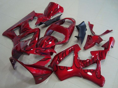 Best 2000-2001 Honda CBR900RR 929 Motorcycle Fairings - Red Glossy Black Flame UK