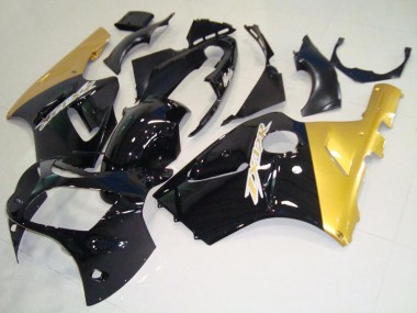Best 2000-2001 Kawasaki ZX12R Motorcycle Fairings - Glossy Black Gold UK