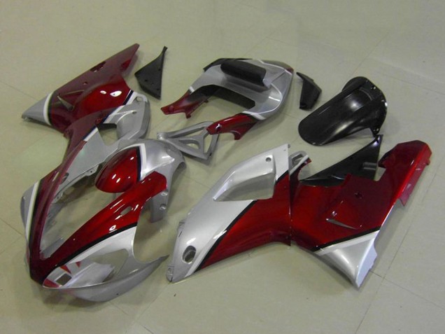 2000-2001 Yamaha YZF R1 Motorcycle Fairings - Silver Maroon Red UK