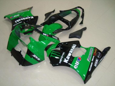 Best 2000-2002 Kawasaki ZX6R Motorcycle Fairings - Green Glossy Black Monster UK