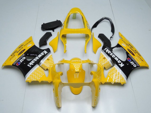 2000-2002 Kawasaki ZX6R Motorcycle Fairings - Yellow White Black Elf Bridgestone UK