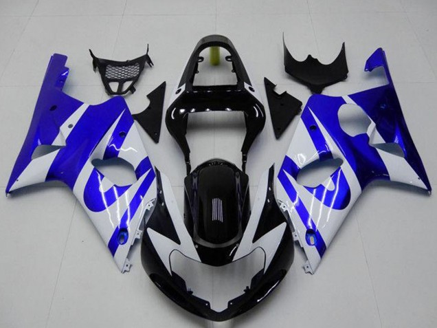 2000-2002 Suzuki GSXR 1000 Motorcycle Fairing - White Blue Glossy Black UK