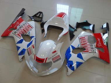 Best 2000-2002 Suzuki GSXR 1000 Motorcycle Fairings - White Red Blue Star UK