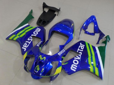 Best 2000-2006 Honda VTR1000 Motorcycle Fairings - Blue Green White MoviStar UK