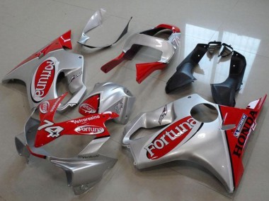 Best 2000-2006 Honda VTR1000 Motorcycle Fairings - Silver Red Fortuna 74 UK