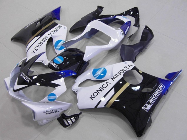 2001-2003 Honda CBR600 F4i Motorcycle Fairings - White Blue Glossy Black Konica Minolta UK