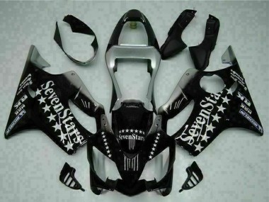 Best 2001-2003 Honda CBR600 F4i Motorcycle Fairings - Glossy Black Silver SevenStars UK