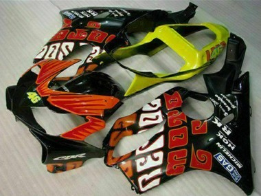 Best 2001-2003 Honda CBR600 F4i Motorcycle Fairings - Yellow Orange Glossy Black Rossi 46 UK