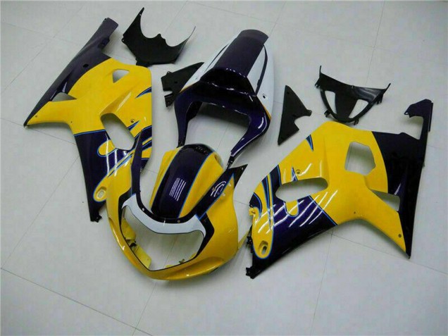 2001-2003 Suzuki GSXR 600/750 Motorcycle Fairings - Yellow Dark Blue Glossy Black UK