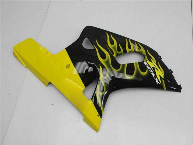 2001-2003 Suzuki GSXR 600/750 Motorcycle Fairings - Glossy Black Yellow Flame UK