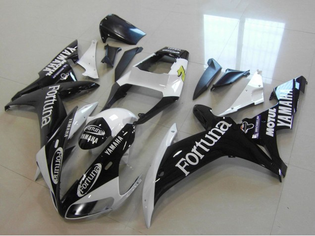2002-2003 Yamaha YZF R1 Motorcycle Fairings - White Glossy Black Fortuna Motul UK