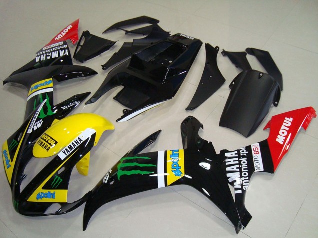 2002-2003 Yamaha YZF R1 Motorcycle Fairings - Glossy Black Yellow Red Green Motul Monster UK