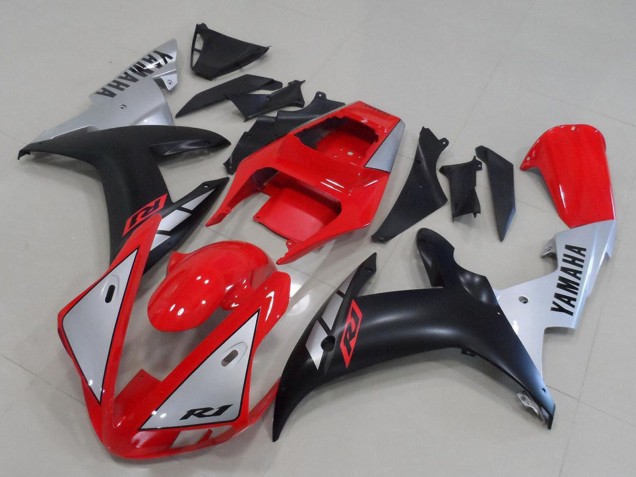 2002-2003 Yamaha YZF R1 Motorcycle Fairings - Red Silver Matte Black UK