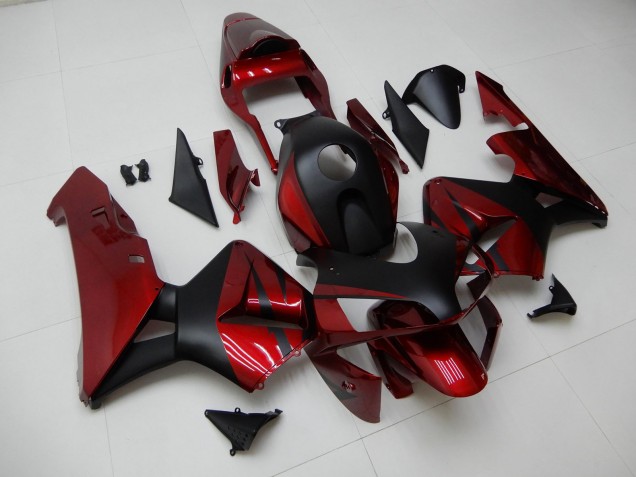 2003-2004 Honda CBR600RR Motorcycle Fairings - Red Matte Black Stripe UK