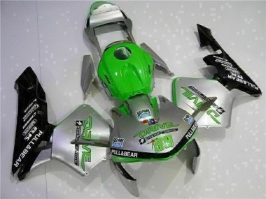 Best 2003-2004 Honda CBR600RR Motorcycle Fairing - Silver Green Glossy Black UK