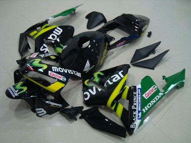 Best 2003-2004 Honda CBR600RR Motorcycle Fairings - Glossy Black Yellow Green MoviStar UK