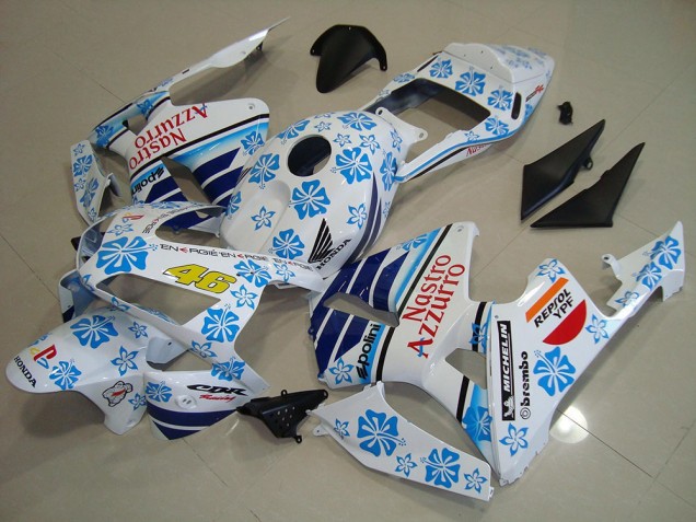 2003-2004 Honda CBR600RR Motorcycle Fairings - White Blue Red Nastro Azzurro UK
