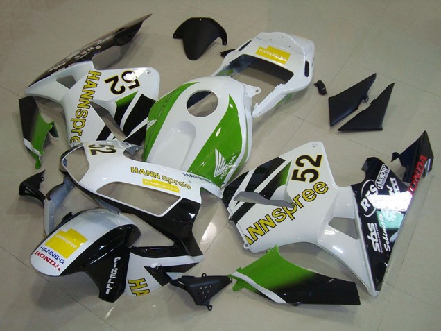 2003-2004 Honda CBR600RR Motorcycle Fairings - White Green Yellow Glossy Black Hannspree 52 UK