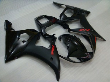 Best 2003-2004 Yamaha YZF R6 Motorcycle Fairings - Glossy Black Matte Black Red Decals UK