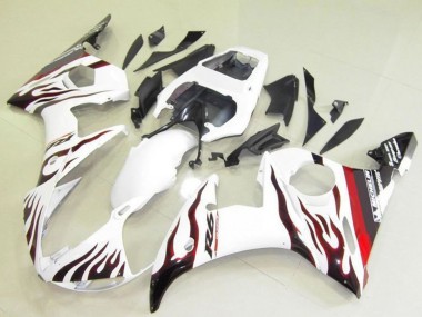 Best 2003-2004 Yamaha YZF R6 Motorcycle Fairings - White Red Black Flame Michelin UK