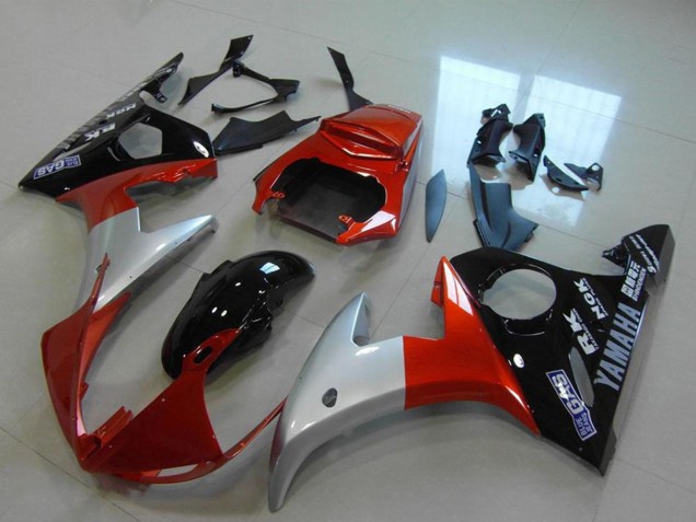 2003-2004 Yamaha YZF R6 Motorcycle Fairings - Red Silver Glossy Black UK