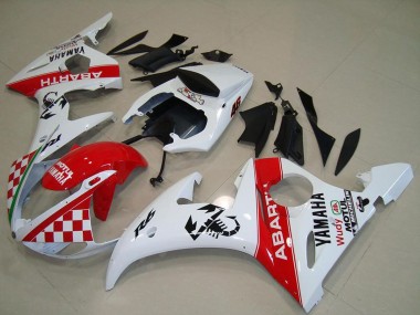 Best 2003-2004 Yamaha YZF R6 Motorcycle Fairings - White Red Abarth Motul UK