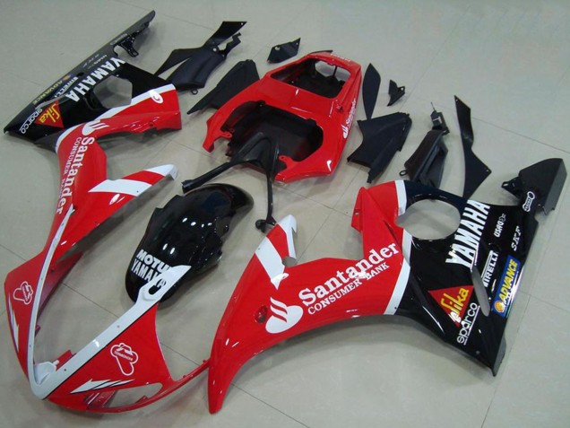 2003-2004 Yamaha YZF R6 Motorcycle Fairings - Red White Glossy Black Santander Motul UK