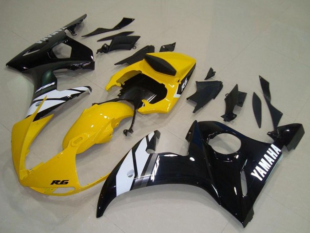 2003-2004 Yamaha YZF R6 Motorcycle Fairings - Yellow White Glossy Black UK