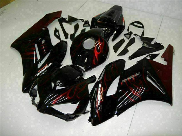 2004-2005 Honda CBR1000RR Motorcycle Fairings - Glossy Black Red Flame UK