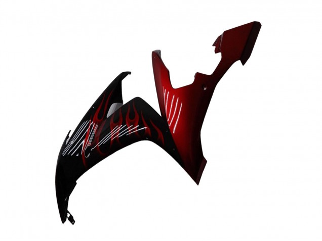 2004-2006 Yamaha YZF R1 Motorcycle Fairings - Glossy Black Red Flame UK