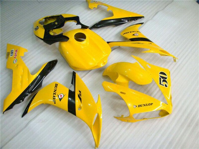 2004-2006 Yamaha YZF R1 Motorcycle Fairings - Yellow Glossy Black Dunlop 50 UK