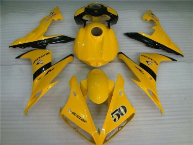 Best 2004-2006 Yamaha YZF R1 Motorcycle Fairings - Yellow Glossy Black Dunlop 50 UK